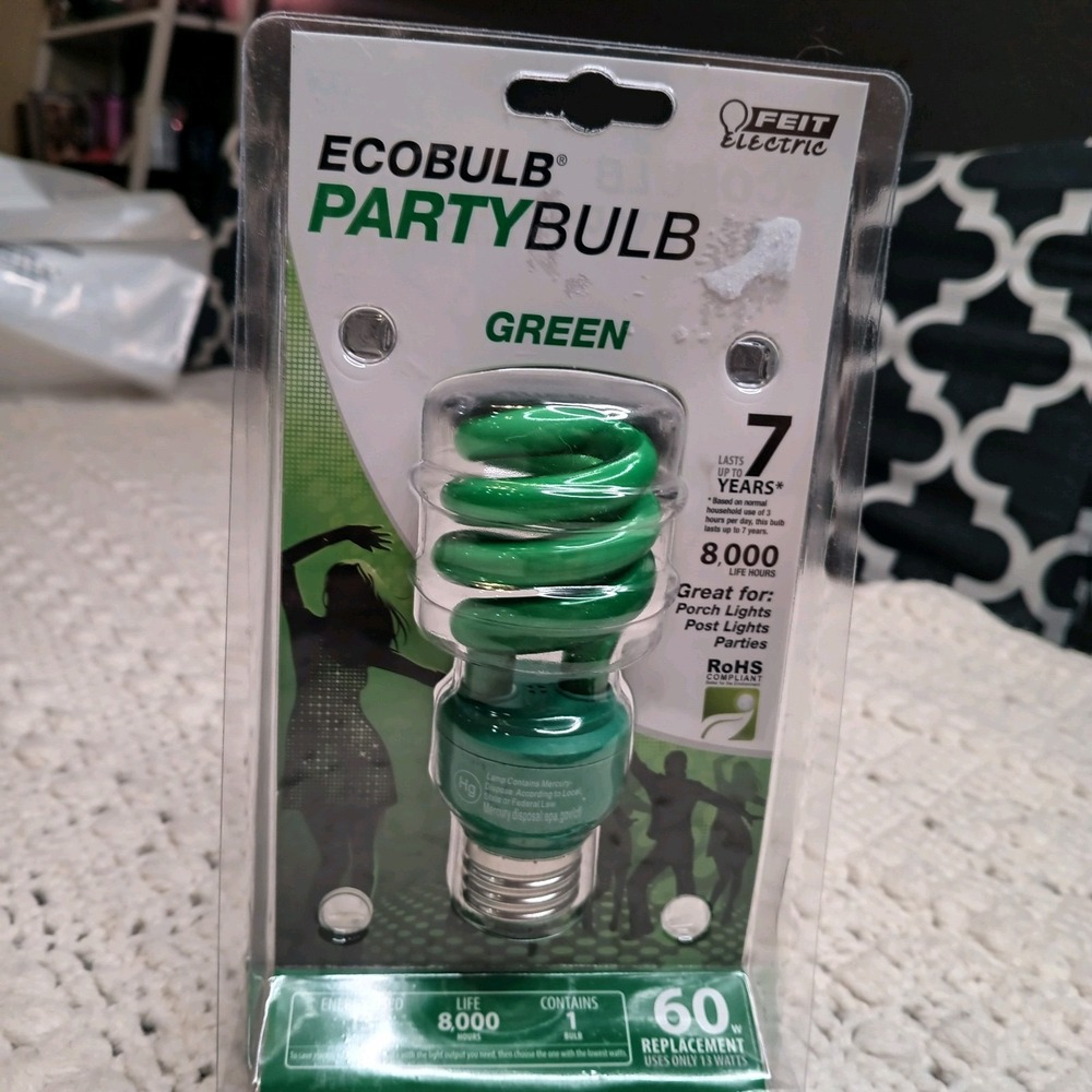 Electric Ecobulb Green Party Bulb Energy 60w‎ 13 Watts 8000 Hr St Patrick's Xmas